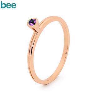 Pink gold plated ring in 9 ct. with purple amethyst